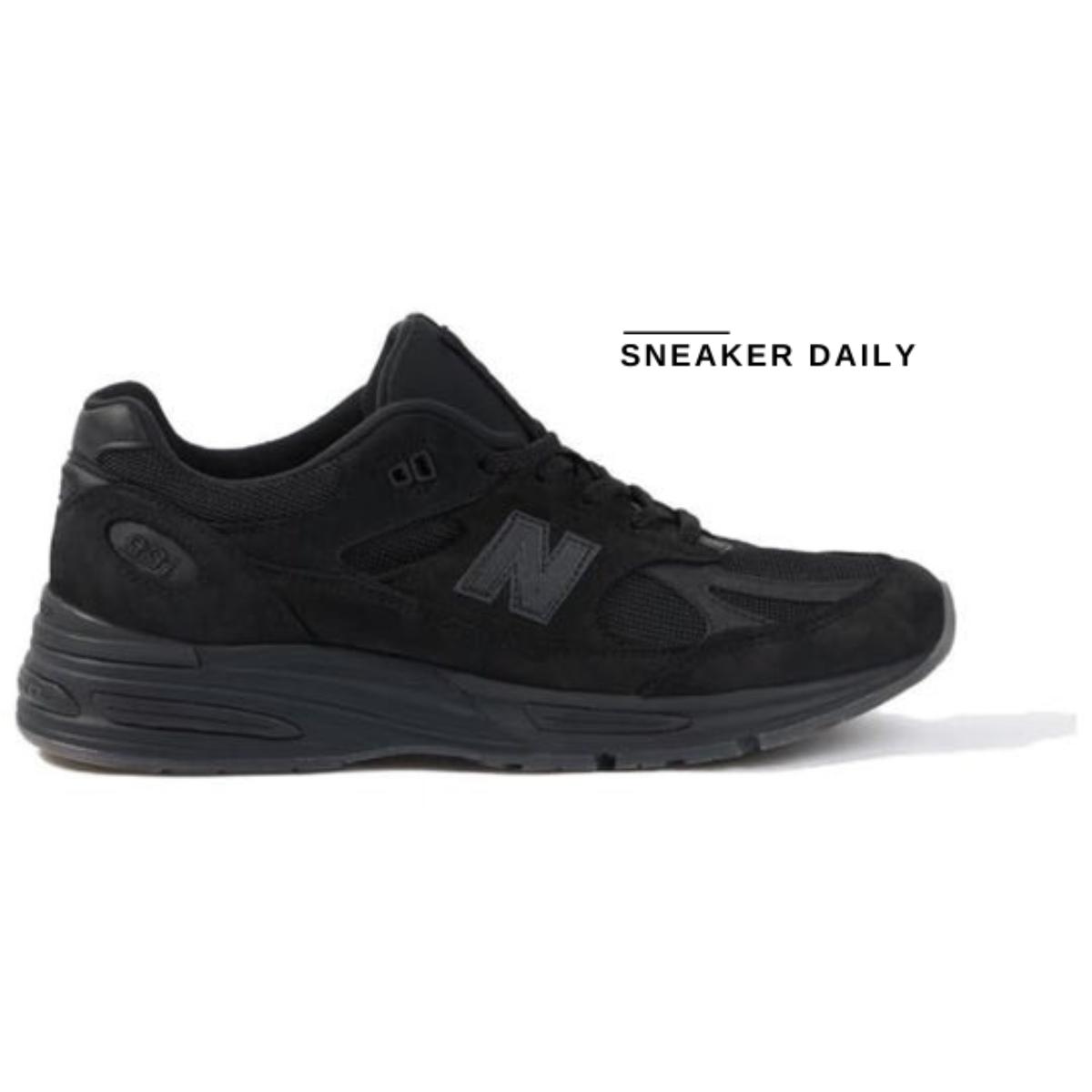 Chi tiết upper và logo Stone Island trên New Balance 991v2 Black U991SK2